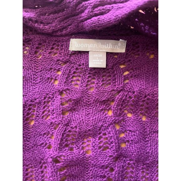 Woman Within Open Faced Purple Cardigan Sweater Women’s Size 18/20 - Picture 2 of 7